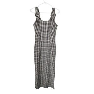 MARNIE WEST Vintage Gingham Maxi Dress Black‎ White Buckle Strap Size 3